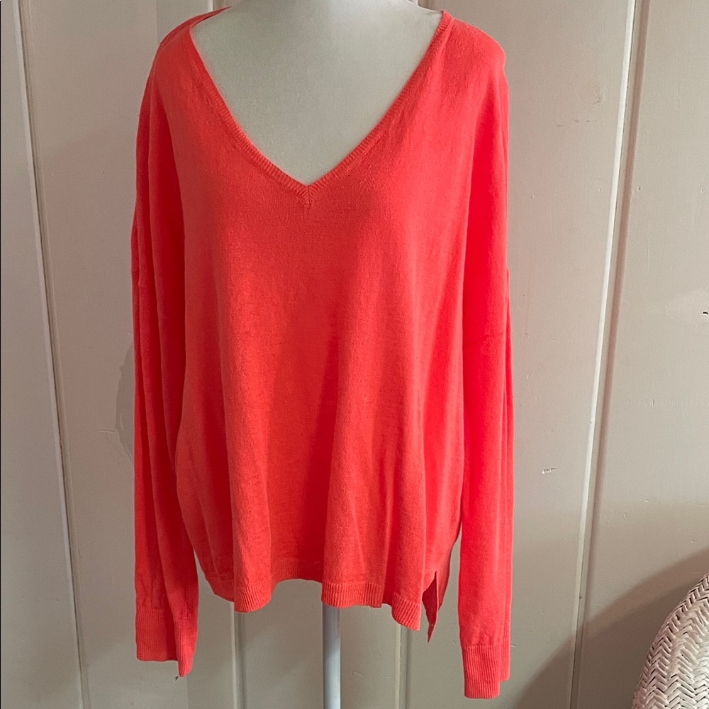 Polo by Ralph Lauren Neon Coral V-Neck Sweater